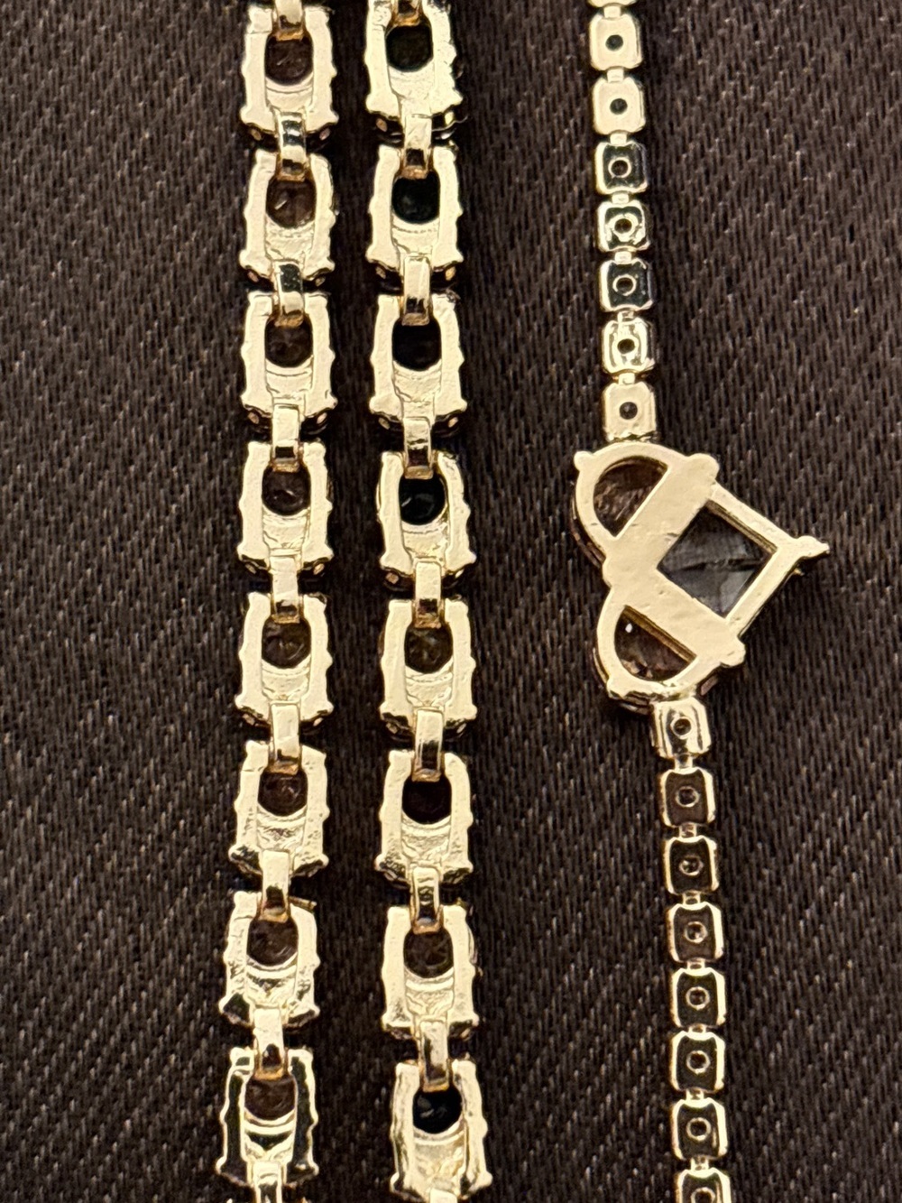 Pretty Bird Yellow Gold Multicolor, Pink & Heart CZ Tennis Stack - Picture 8 of 9